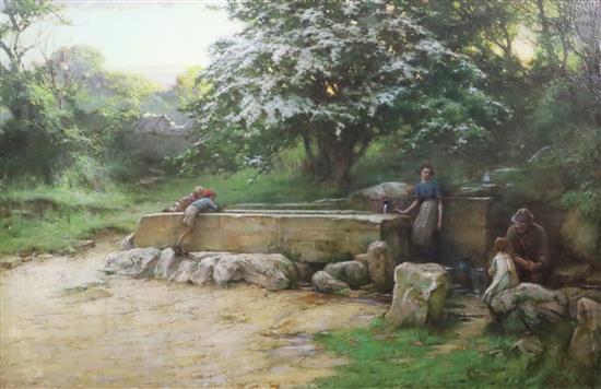 Henry Yeend King (1855-1924) Figures at a water trough, 24 x 37in.